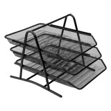 Set Tavite Organizatoare Birou, 3 Buc, Metal, Culoare Neagra, Oem