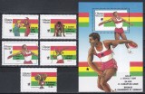 Ghana 1989 - Jocurile Olimpice - Seul - Medaliați olimpici, Serie + Colita, SUPRATIPAR, MNH, Nestampilat