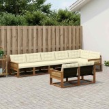 vidaXL Set de canapele de exterior cu pernă 8 pcs Natural și Crem 3381506