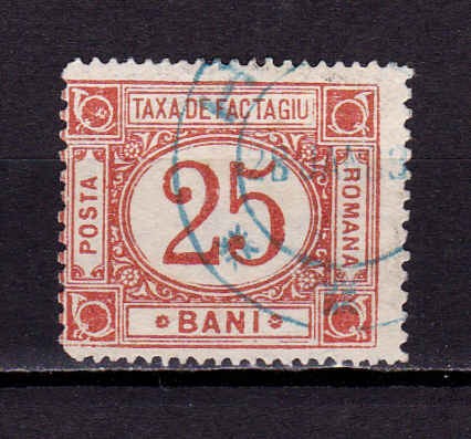 RO 1899 , Taxa de factaj 25B filigran PR - pozitii diverse , stampilat
