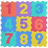 Covor Puzzle din Spumă cu Cifre, 9 bucăți, Multicolor, 31.5x31.5 cm, CMCLASS
