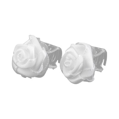 Set 2 clesti pentru par Crisalida, diametru 15 mm, Trandafiri albi foto