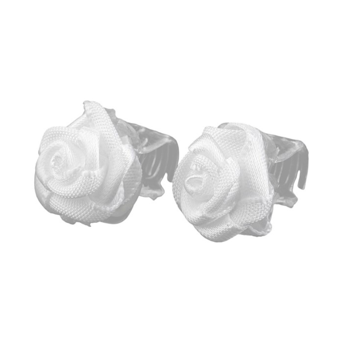 Set 2 clesti pentru par Crisalida, diametru 15 mm, Trandafiri albi