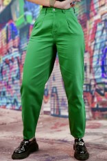 F920-12 Blugi model boyfriend cu talie inalta din denim colorat