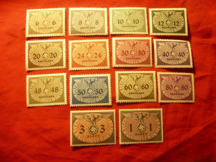 Serie mica General Gouvernement 1940 marci de serviciu , 14 val.(din 15v)