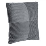 Pernă Decorativă, Gri, Velvet, 45x45cm, Model Reliefat Dungi, Oem