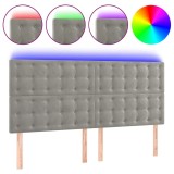 Cumpara ieftin Tablie de pat cu LED, gri deschis, 180x5x118/128 cm, catifea