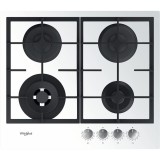 Plita incorporabila pe gaz Whirlpool GOFL 629/WH, 59 cm, 3 arzatoare pe gaz + 1 arzator special WOK, aprindere automata prin scanteie, alba