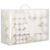 Set globuri si decoratiuni de Craciun, 100 piese, diverse dimensiuni cu stea, alb Household NewTrend