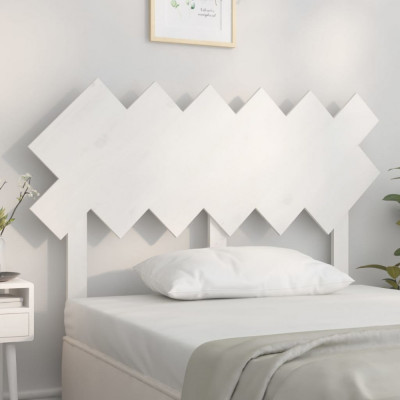 vidaXL Tăblie de pat, alb, 122,5x3x80,5 cm, lemn masiv de pin foto