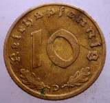 1.074 GERMANIA WWII 10 REICHSPFENNIG 1939 D, Europa, Bronz-Aluminiu