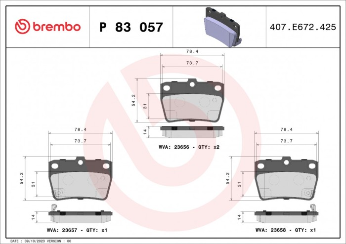 BREMBO P 83 057 PRIME LINE set placute frana,frana disc