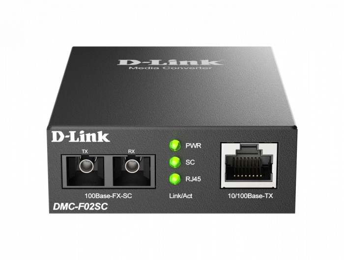 MEDIA CONVERTOR D-LINK, RJ45 10/100 Base-TX la 100Base-FX SC Multi-Mode (2 km) &quot;DMC-F02SC&quot;( include timbru verde 0.5 Lei )