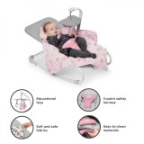 Balansoar Kinderkraft FELIO2 Peony Rose, 2 in 1: Sezlong si Balansoar, Vibratii, 8 Melodii, Pliabil, Husa Lavabila, 0-9 kg