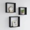 vidaXL Rafturi cub de perete, 3 buc., negru, MDF