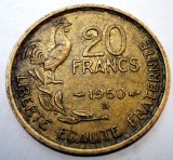 2.127 FRANTA 20 FRANCS FRANCI 1950 B BEAUMONT-LE ROGER G. GUIRAUD 4 plumes, Europa, Bronz-Aluminiu