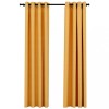 Perdele opace aspect panza cu ocheti 2 buc. 140x225 cm galben