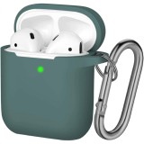 Husa airpods cu inel prindere verde inchis