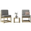 Set mobilier gradina Gossi, 3 piese, lemn pin impregnat, masa+2 scaune, rezistent intemperii, gri/natur