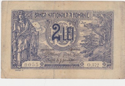 ROMANIA 2 LEI 1915 Danielopol Serie 3 Cifre F foto