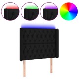Cumpara ieftin Tablie de pat cu LED, negru, 93x16x118/128 cm, textil