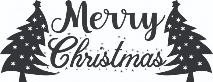 Sticker decorativ, Merry Christmas , Negru, 85 cm, 4923ST