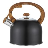 Ceainic din Otel Inoxidabil Negru cu Maner din lemn 1.5L, Oem