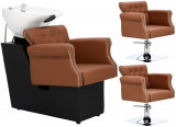 Set de coafor Kiva și 2x scaun hidraulic rotativ de coafură pentru salon de coafură spălător de spăl