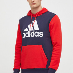 adidas bluză bărbați, culoarea roșu, cu glugă, cu imprimeu IL5656