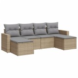Cumpara ieftin Set canapele de gradina cu perne, 6 piese, bej, poliratan