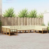 vidaXL Set de canapele de exterior cu pernă 10 pcs Natural și Crem 3368248