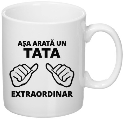 Cana alba personalizata &amp;quot;Asa arata un tata extraordinar&amp;quot;, INOVATIX&amp;reg;. 330ml foto