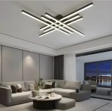 Lustra Led Plafon Cu Telecomanda, Design Modern Negru, 224W, Lumina Reglabila 3000&ndash;6500K