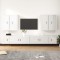 Set dulap TV, 8 piese, alb extralucios, lemn prelucrat