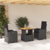 VidaXL Set mobilier de grădină cu perne, 3 piese, negru, poliratan 3277325