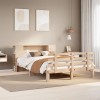 VidaXL Pat cu bibliotecă fără saltea, 135x190 cm, lemn masiv de pin 3322704