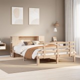 vidaXL Pat cu bibliotecă fără saltea, 135x190 cm, lemn masiv de pin 3322704