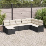 vidaXL Set de canapele pentru grădină cu pernă 8 pcs Negru Rattan poli