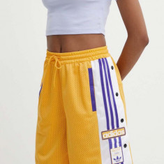 adidas Originals pantaloni scurti femei, culoarea galben, modelator, high waist, IS2471