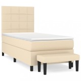 Cumpara ieftin Pat box spring cu saltea, crem, 90x190 cm, textil