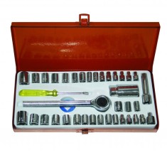Set chei tubulare Gadget, 1/4-3/8 inch, 4-16 mm, otel, cutie depozitare inclusa, 40 piese