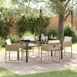 vidaXL Set de masă pentru grădină 5 pcs Bej poliratan