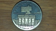 Insulele Marshall - moneda aniversara rara - 5 dolari / dollars 1990 UNC- Unificarea Germaniei - uriasa: ⌀39 mm