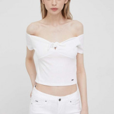Pepe Jeans bluza Beth femei, culoarea alb, neted