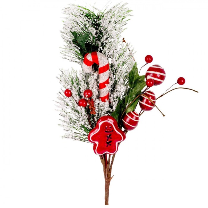 Ramura Decorativa Craciun, 40 cm, Multicolor