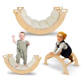 Balansoar Pikler din lemn, tip Montessori, multifunctional, cu salteluta