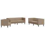 Cumpara ieftin Set canapele Chesterfield cu 3 locuri, cappuccino, piele eco.
