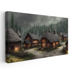 Tablou sat stravechi noaptea 1746 Tablou canvas pe panza CU RAMA 60x120 cm