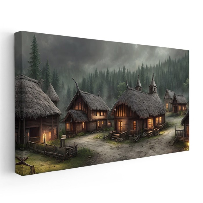 Tablou sat stravechi noaptea 1746 Tablou canvas pe panza CU RAMA 40x80 cm
