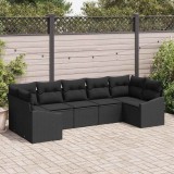 Cumpara ieftin Set de masă pentru grădină cu pernă cu depozitare 7 pcs Negru